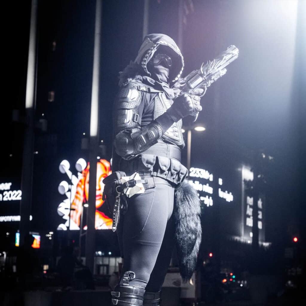 Blasters4Masters review - Hawkmoon prop for Destiny 2 photoshoot cosplay.